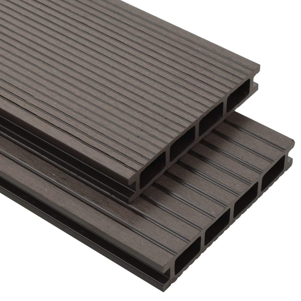 Building Materials Flooring & Carpet WPC Hollow Decking Boards with Accessories 10m 2.2m Dark Brown
