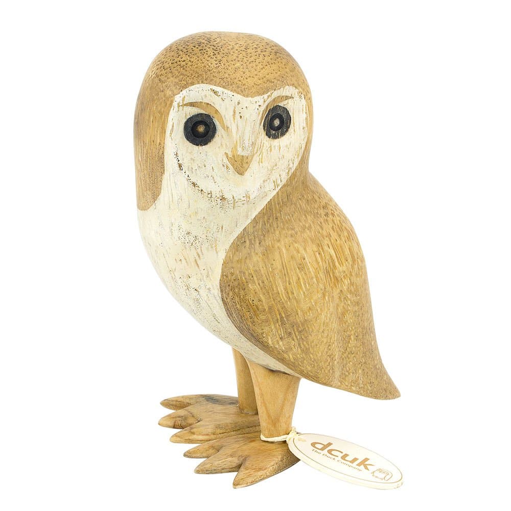 DCUK Hand Carved Natural Finish Barn Owl