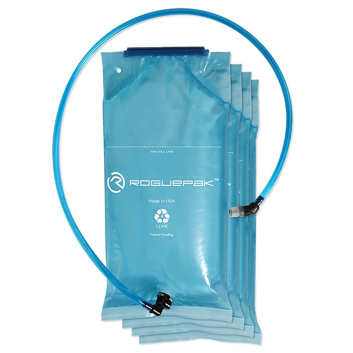 RoguePak Hydration System Water Storage Bladder, Self-Sealing, BPA-Free and Phthalate-Free Water Bladder - Fits Most Backpacks and Hydration Pack Sleeves (4 Reservoirs), 70oz