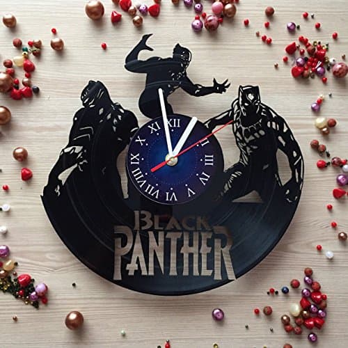 BLACK PANTHER Vinyl Record Wall Clock - room wall decor - Art Gift Modern Home Record Vintage Decoration Gift For Him and Her - gift for fan gifts for boys man girls women you prime birthday