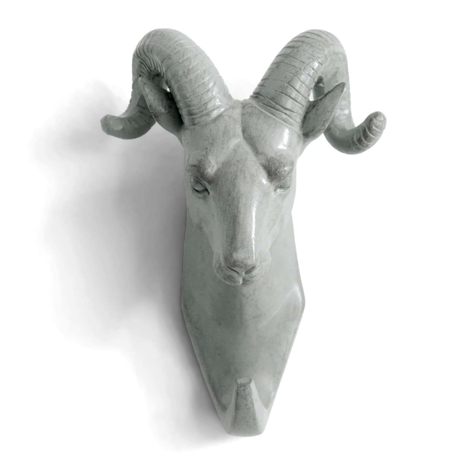 Sheep Head Single Wall Hook/Hanger Animal Shaped Coat Hat Hook Heavy Duty, Rustic, Decorative Gift, Grey