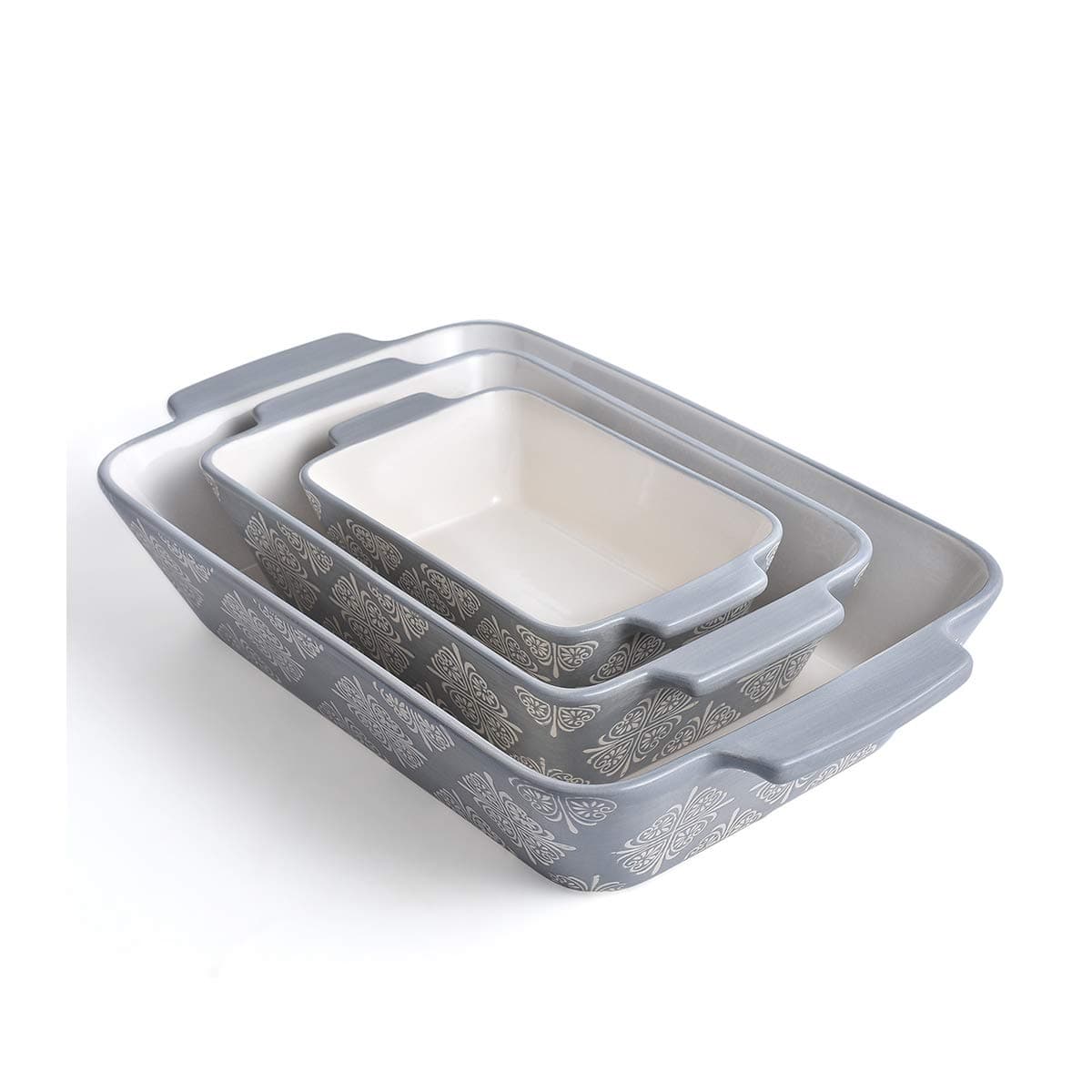 KINGSBULL HOME Baking Dish Ceramic Casserole Dish Baking Set 3-pcs Bakeware Sets Lasagna Pan Baking Dishes Baking Pan