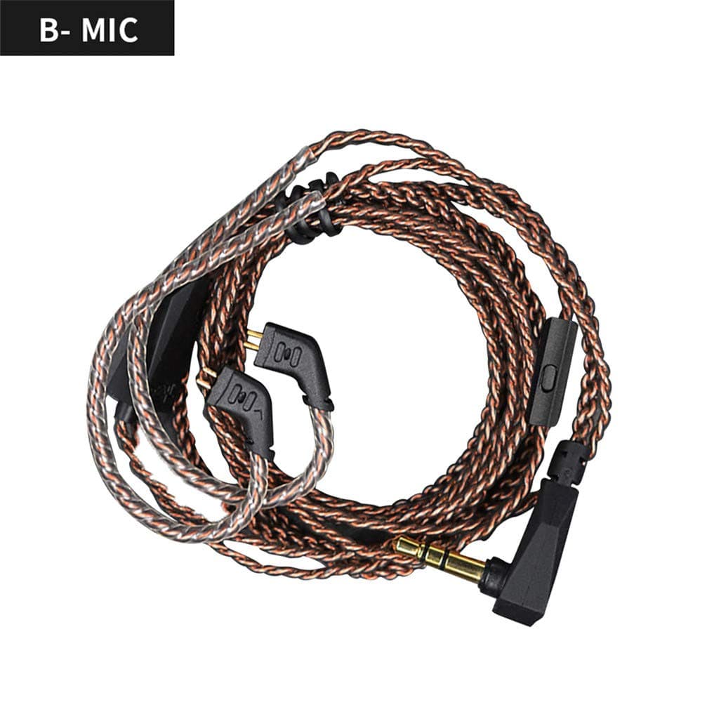 KZ Original Line High Purity Oxygen-Free Copper Twist Upgrade Line 3.5mm Plug 0.75mm Pin KZ-ZST / ED12 / ES3 / ZSR / ZS10 (B Type + With Mic)
