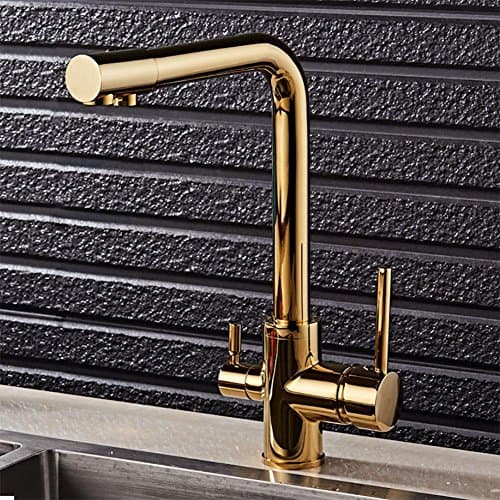 DDY Sink faucet hot and cold kitchen water purifier double faucet rotating water gold , gold