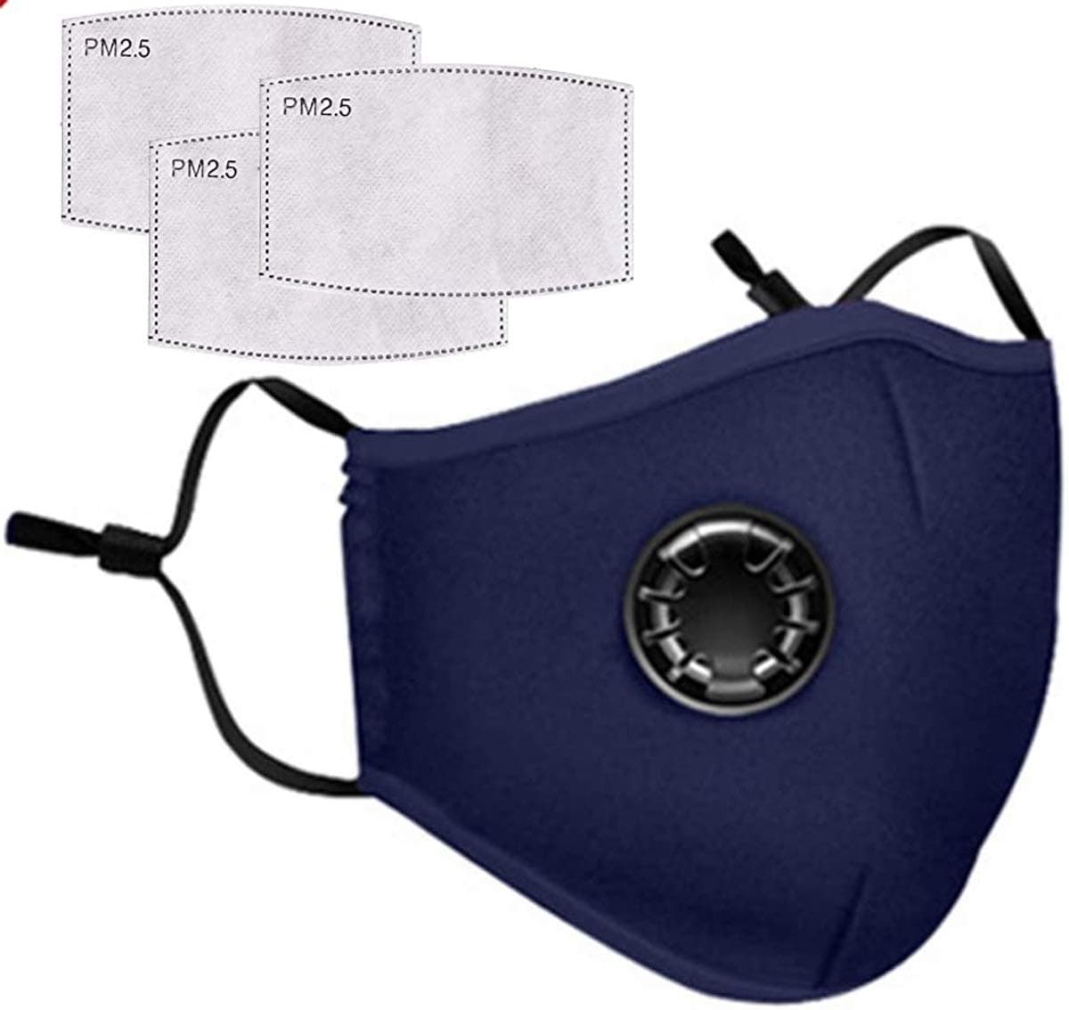 standardrich Face Cover with 3pcs Activated Carbon Filter Replaceable Haze Dust Face Health for Adults - Blue