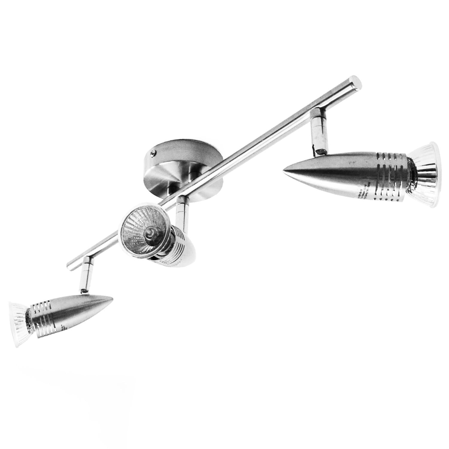Mix and Match 1 2 3 4 Or 6 Bar and Spiral Ceiling Light Fittings Spot Light Chromed Or Brushed Steel. Single Double Triple Or Quad Head Lamps. 240v UK Electric. (Chrome, 3 Way Bar)