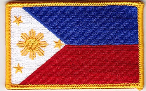 PHILIPPINES FLAG w/GOLD BORDER-IRON ON EMBROIDERED PATCH - FLAGS
