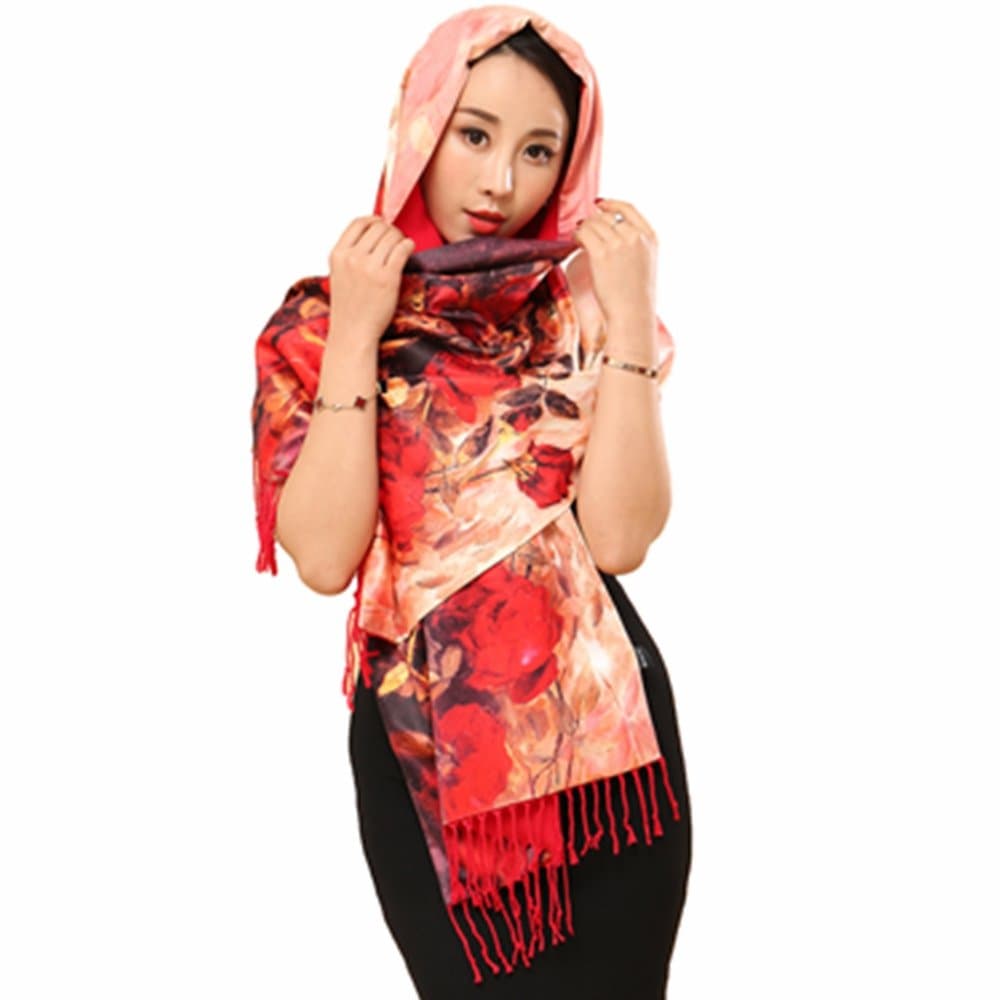 woman's shawl layer flannelette tassel scarf