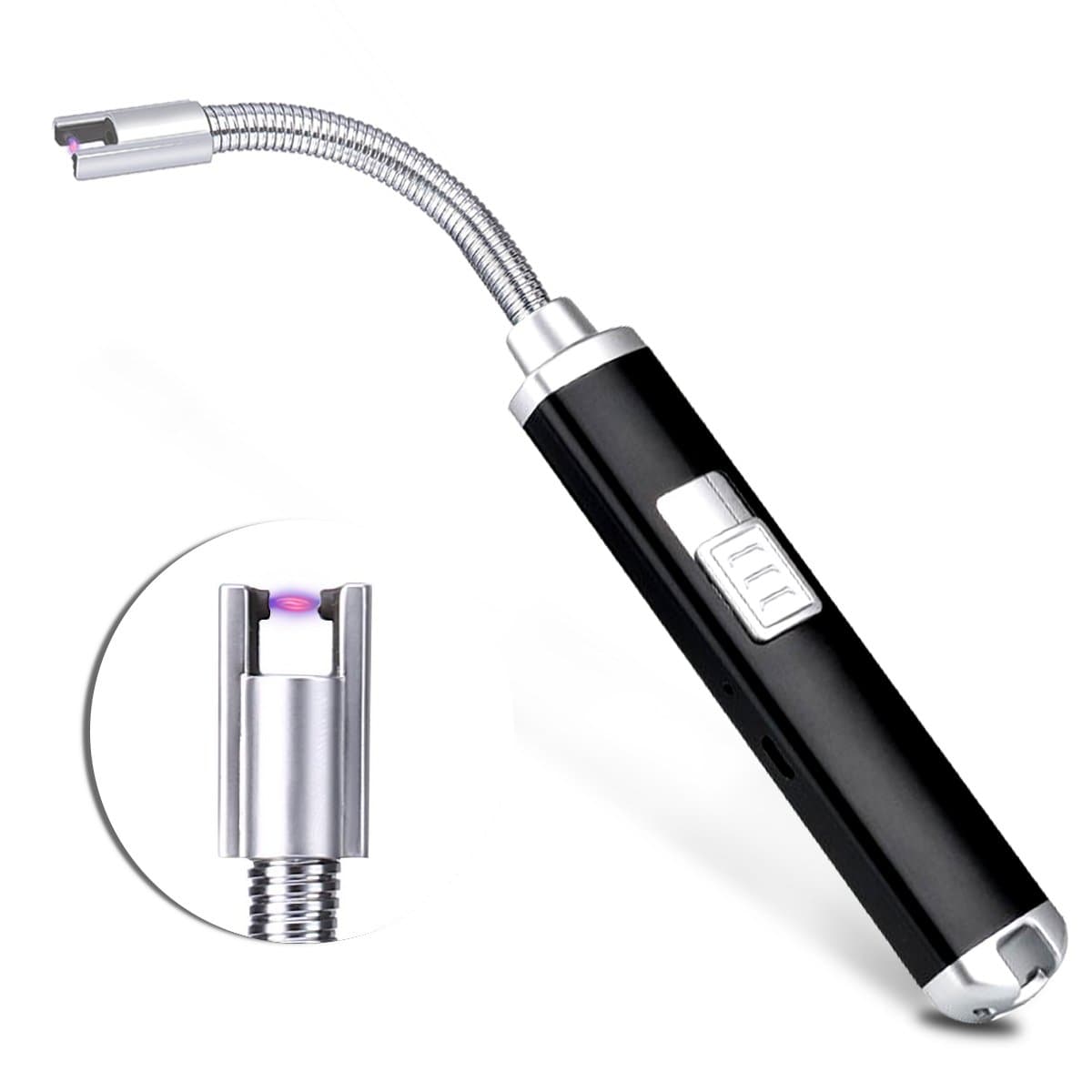 Electric Arc Lighter-Lighters Long Plasma USB Rechargeable Lighters Windproof Flameless 360 Flexible Long Neck Lighter for Grill, BBQ,Camping, Home, Kitchen