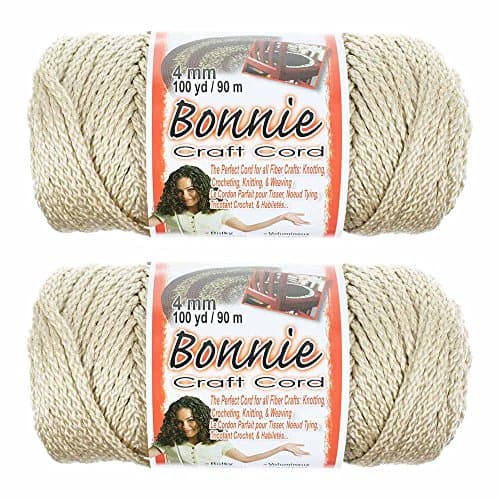Pepperell Bonnie Braid Macrame Cord | 4mm x 100yd | Pearl (Value 2-Pack) | Twisted Polypropylene Cord for DIY Crafts, Plant Hangers, Wall Hangings, Crochet & Macramé | Long-Lasting, Vibrant Color