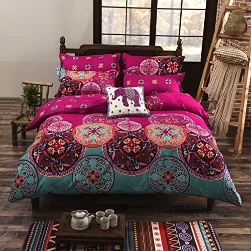 Seckatech King Size 4-Piece Lightweight Microfiber Duvet Cover Bed Set, Bohemia Exotic Patterns Design (Iraqi Tune)
