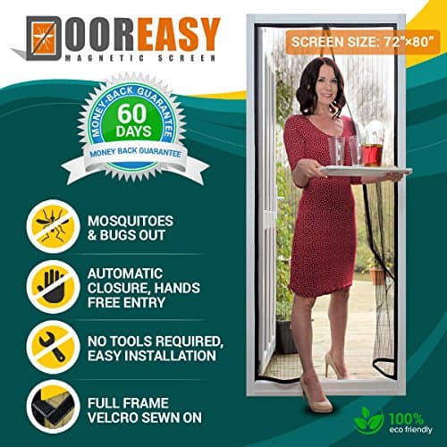 DOOREASY Magnetic Screen Door, Micro Mesh Heavy Magnets, Loop Fully Sewn, Easy Open and Close(Fits Doors Up to 70" x 79")