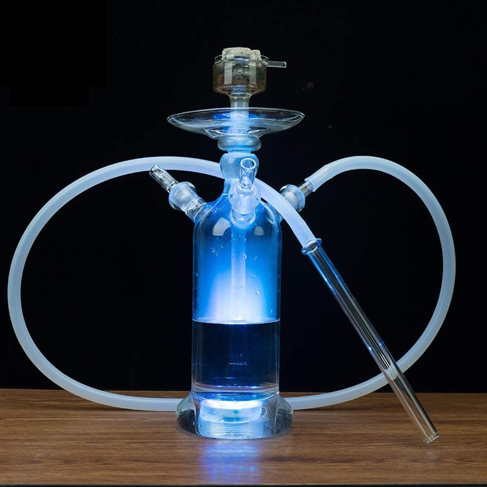 Led Shisha Set, Whole with Led Light and Remote Control Series Hoses Glass Shisha Complete Set Ideal for The Home Or Outdoor Water Pipe