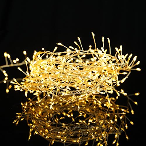 2 Pack Battery Lights Powered Total 100 LED Christmas Copper Cluster String Lights for Christmas Wedding Parties ( Warm White)