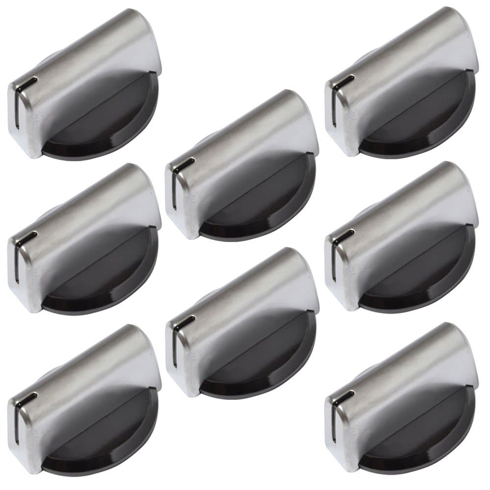 Baumatic Genuine Temperature Control Knob for Oven Cooker Grill Hob (Pack of 8, Black / Silver)