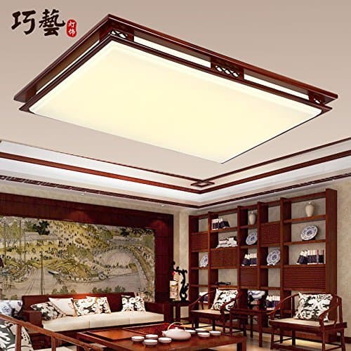 CHXDD Solid wood led dimmable lighting wooden Chinese bedroom lamp living room lamp rectangular dining room ceiling light 450450mm