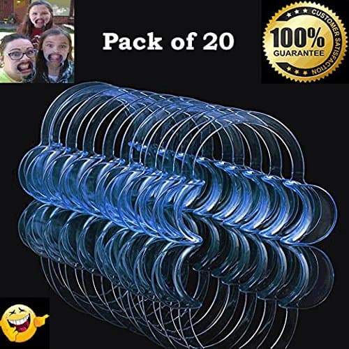 20 Pack Cheek Retractor for Watch Ya Mouth, Speak Out Game Mouth Pieces C-SHAPE, Adult & kids Teeth Whitening Intraoral Lip Retractors Mouth Opener Best Clear Blue Color (12 Medium 4 Small 4 Large)