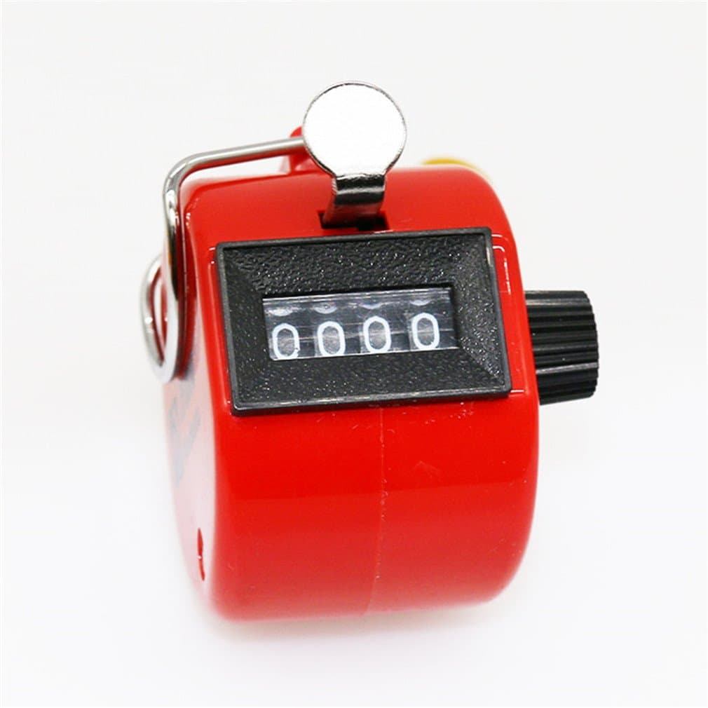 Manual Tally Counter 4 Digit Display Counter Lap Counter with Finger Ring Mechanical Palm Click Counter Red for Stadium, Casino and Game Scores by TheBigThumb
