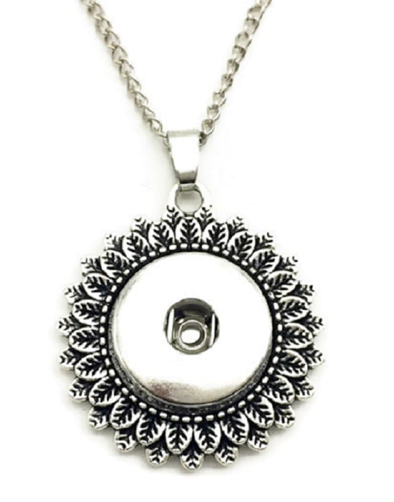 Antique Silver Snap Charm 23 Inch Necklace