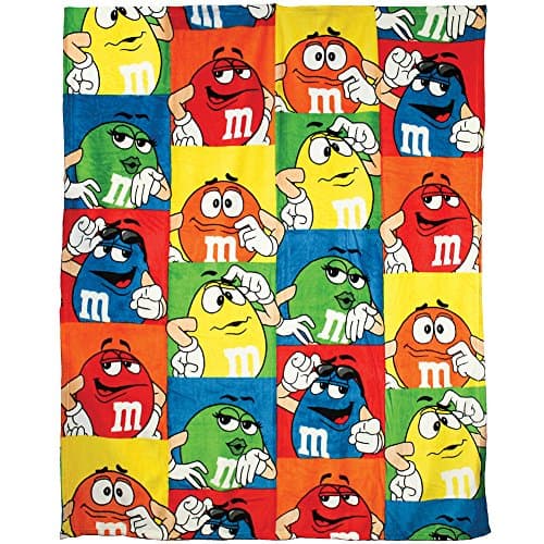 M&M's Colorful Squares Characters Expressions 50" X 60" Plush Throw Blanket