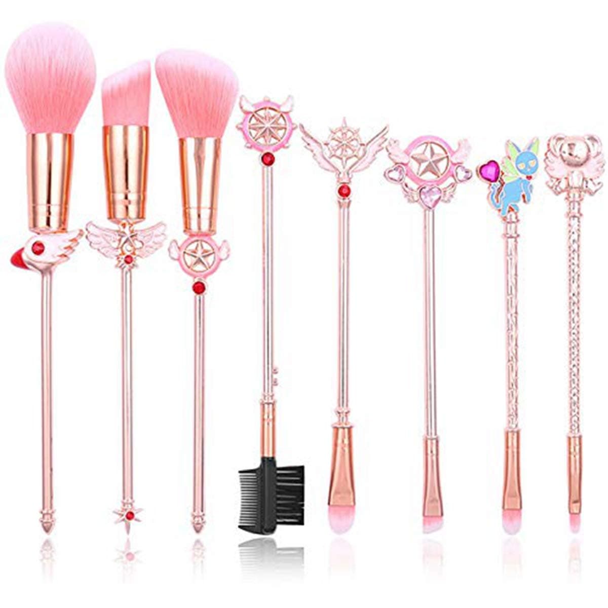 Yeaphy 8 Pcs Lovely Card Captor Sakura Makeup Brushes Set Cosmetic Foundation Eyeshadow Brush Kits Make Up Tool Metal Make-Up Brushes Girl Friend Gift