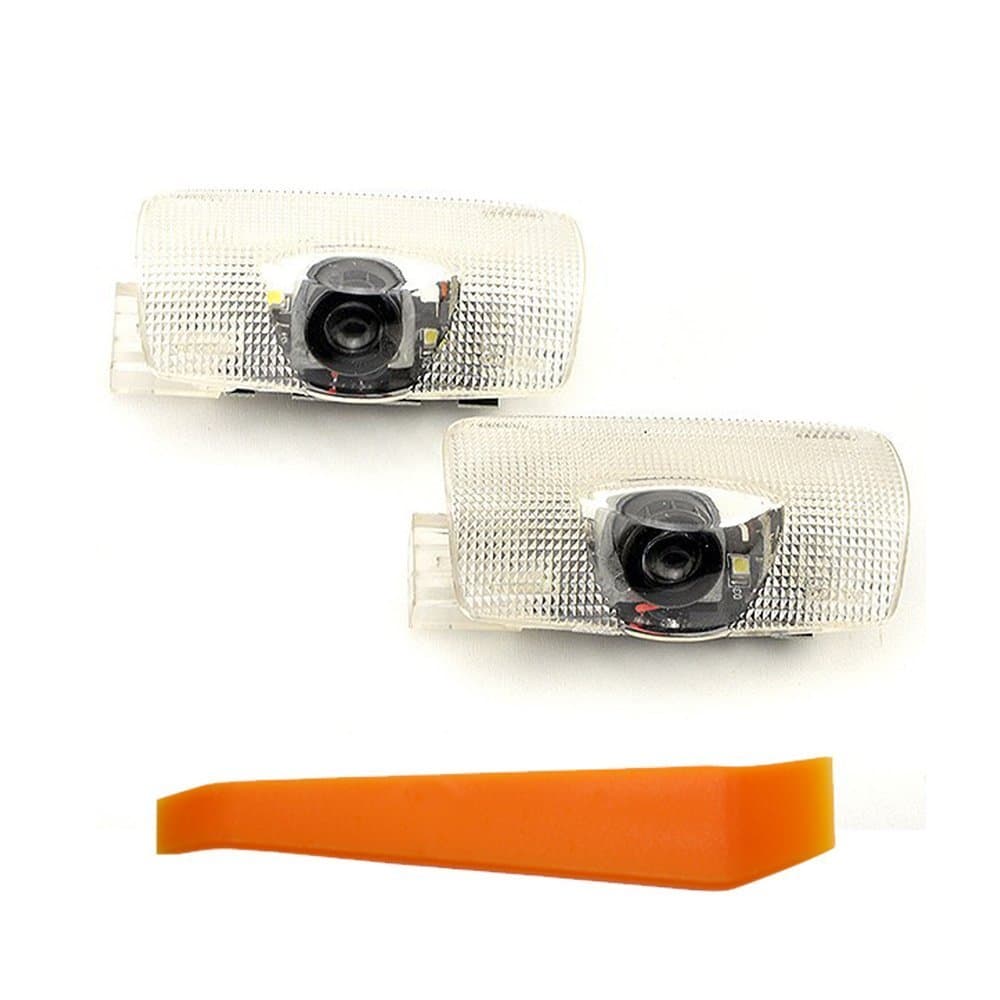 Welcome Light,lollychan 1 pair LED Courtesy Lights Easy Installation Car Door Laser Projector Logo Ghost Shadow Lights with Door Upholstery Remover