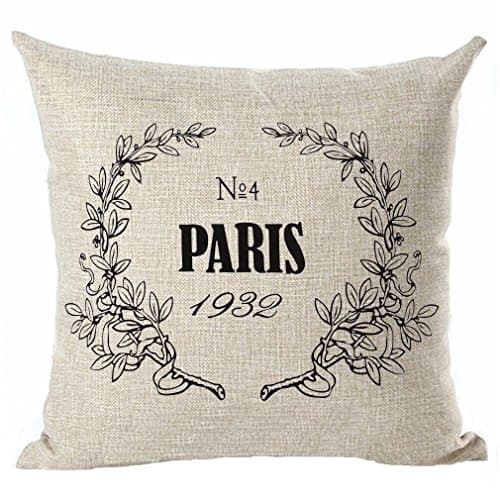Onker Throw Pillow Cover, Cotton Linen Square Decorative Throw Pillow Case Cushion Cover 18" x 18" Paris French Market No.4 1932 Royal Sign