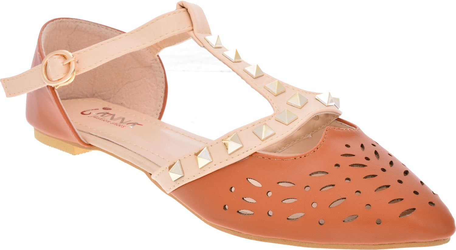 iAnna Stylish T-Strap Laser Cut Sandal