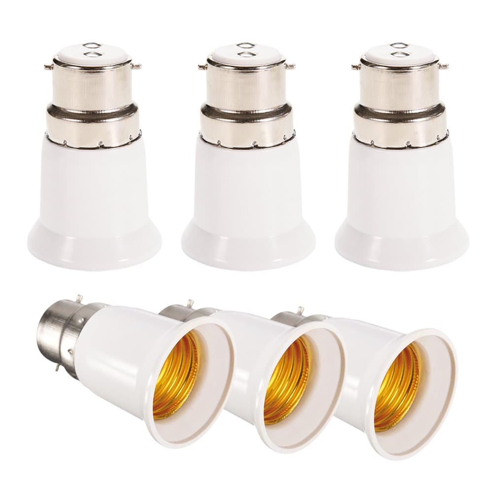 Newkeen 6-Pack Lamp Holder Converter Base, B22 to E27 Edison Screw LED Bulb Base Socket Converter Adaptor Fitting Extender Holder Energy Saving Lamp