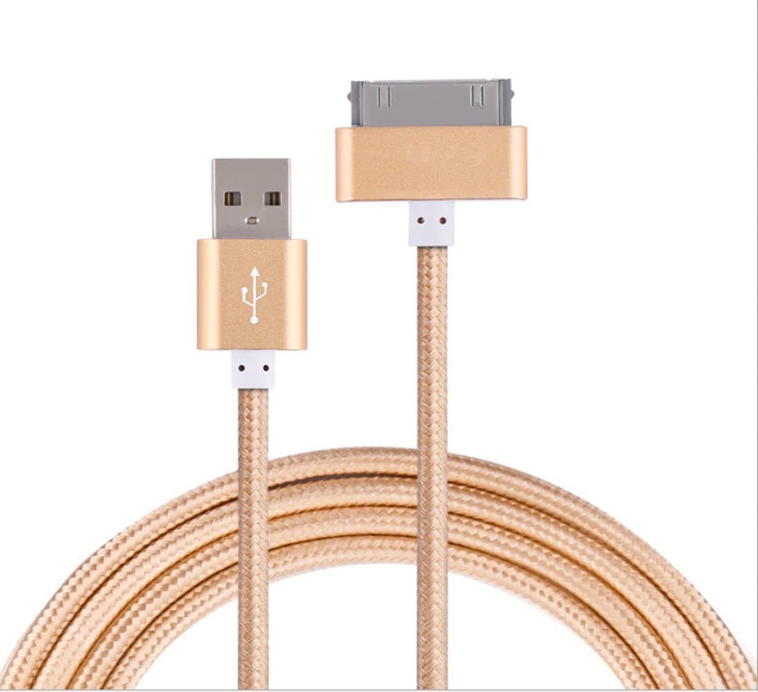 Enligten 2-Pack 3FT 5FT Extra Long 30 Pin to USB SYNC and Charge Cable Cord for Apple iPhone 4/4s, iPod 1-6 Gen, iPod 1-4 Gen, iPad 1-3 Gen (Gold)