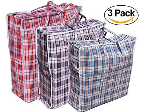 Omni Premium 3 Pack Checkered Laundry Storage Shopping College Dorm Bags Moving Storate 3 Sizes 3 Colors