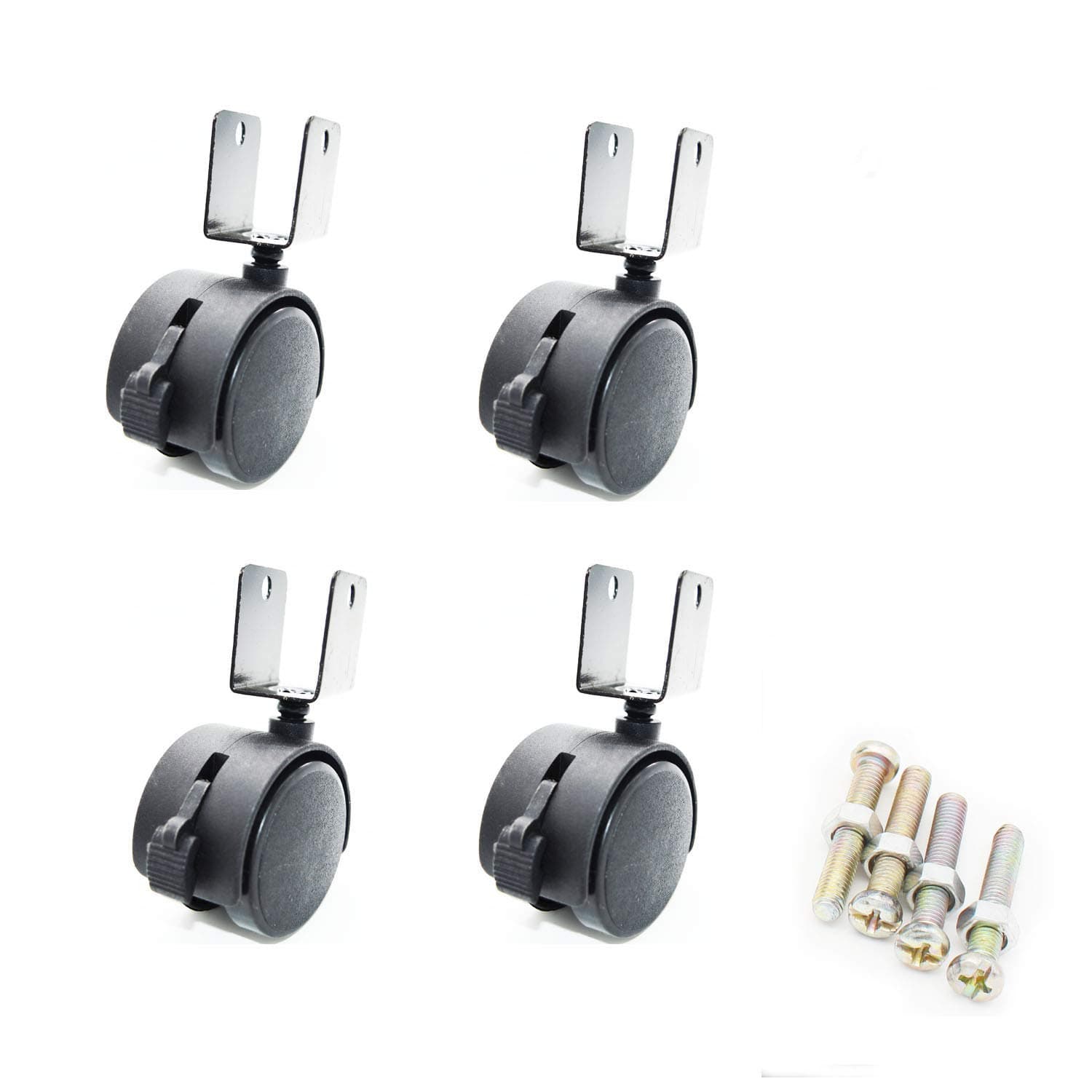 SpzcdZa 4pcs 2.0-inch Dia Wheel 23mm U Bracket Swivel Brake Caster Black for Crib