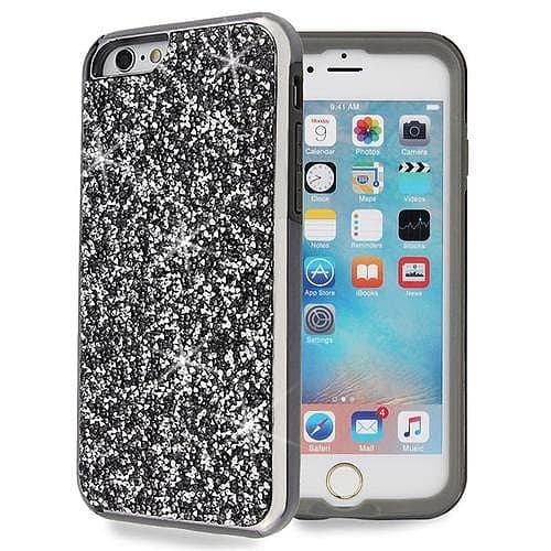iPhone 7 8 (4.7") Tough Glitter Case, Luxury Bling Glitter Sparkle Creative Design Protective Hybrid Dual Layer Case Cover for iPhone 7 8 (Tough Glitter Black)