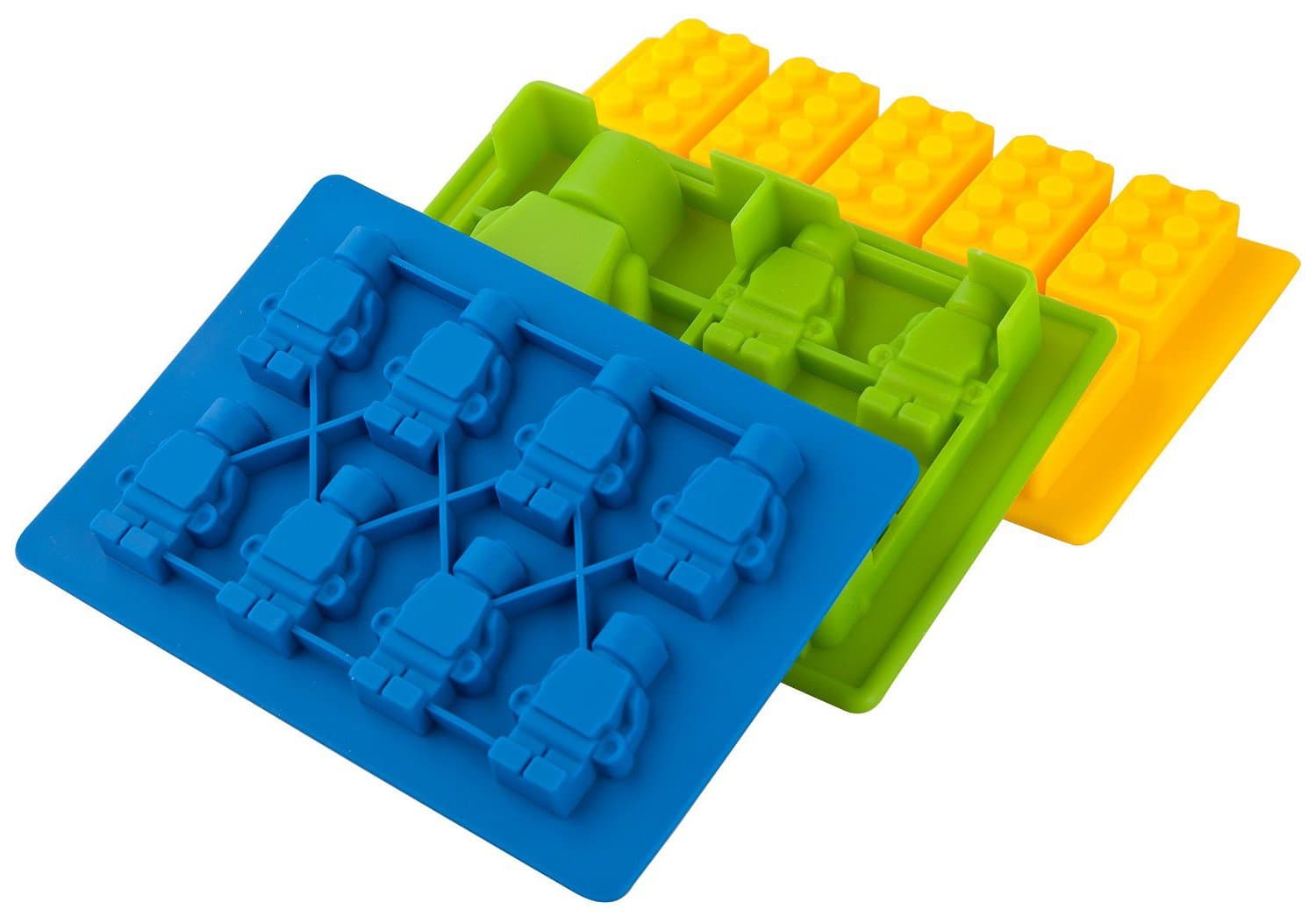 Kitchim Building Brick Candy Mold and Ice Cube Tray - Lego Figures and Bricks - Three Pack - Silicone