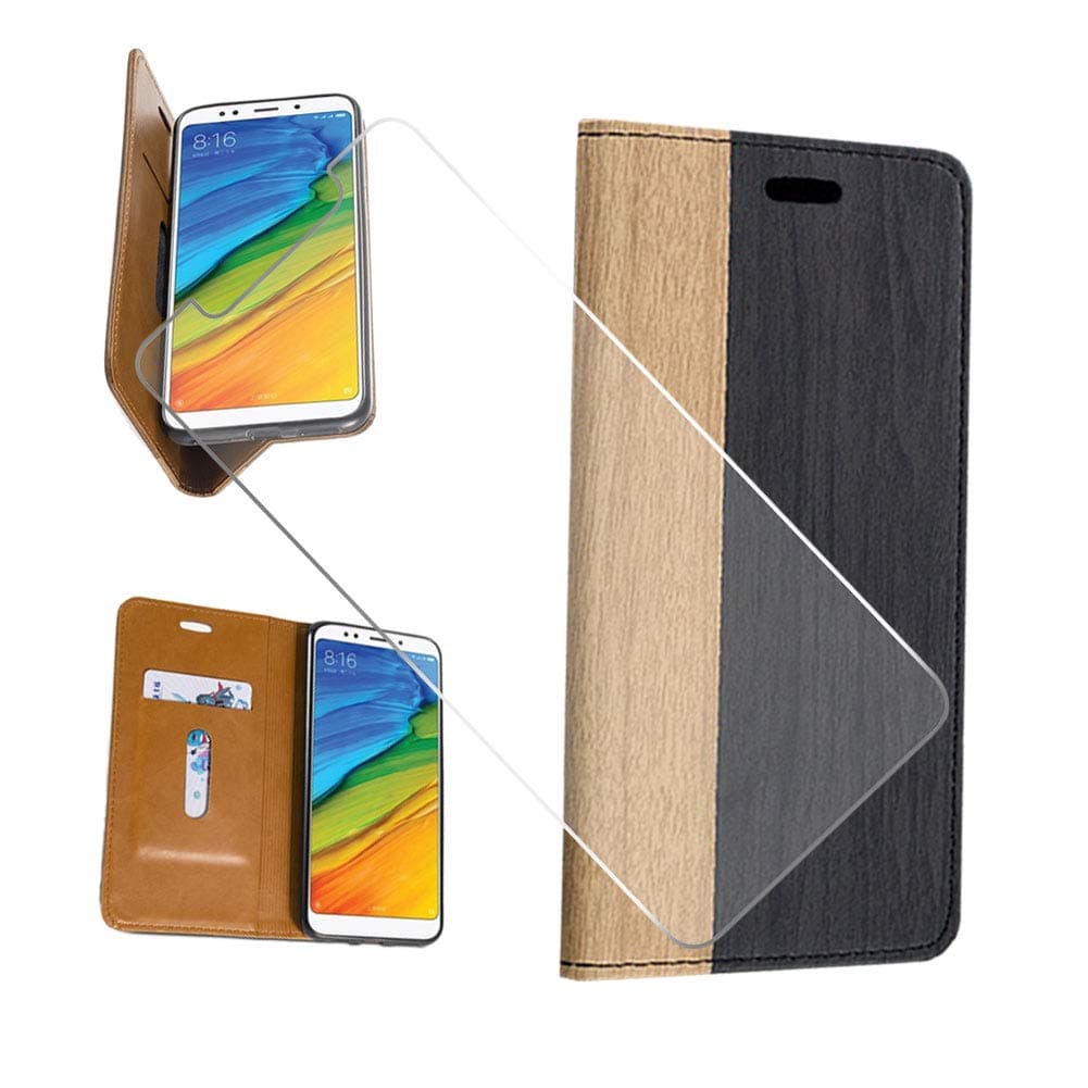 KJYF Wallet Case + Tempered Glass Screen Protector for Nokia 2.3 (6.20"), Flip Shell PU Leather Phone Cover Protective Compatible with for Nokia 2.3 (6.20").