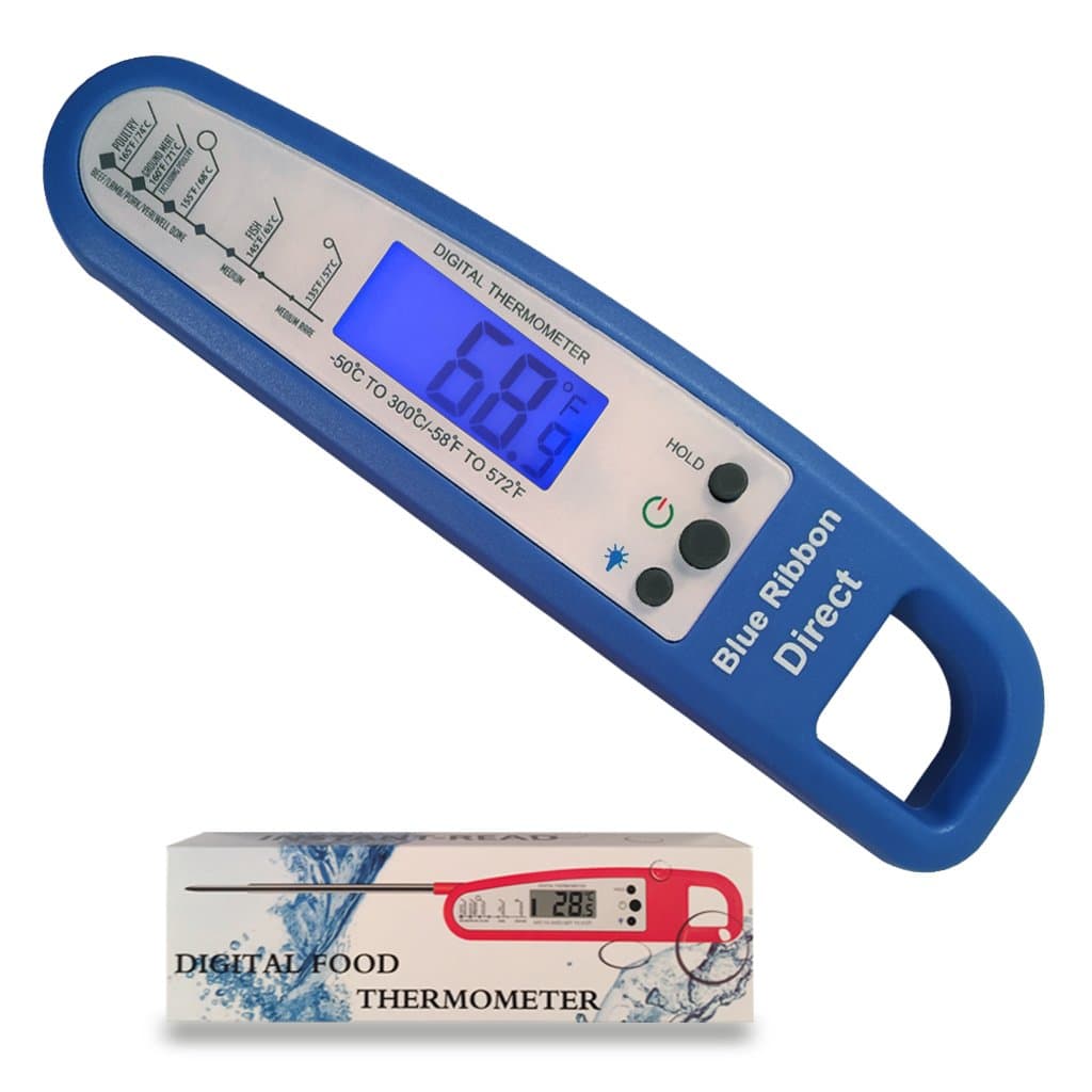 Blue Instant Read Thermometer with Backlight for Meat BBQ Cooking for Food,Kitchen
