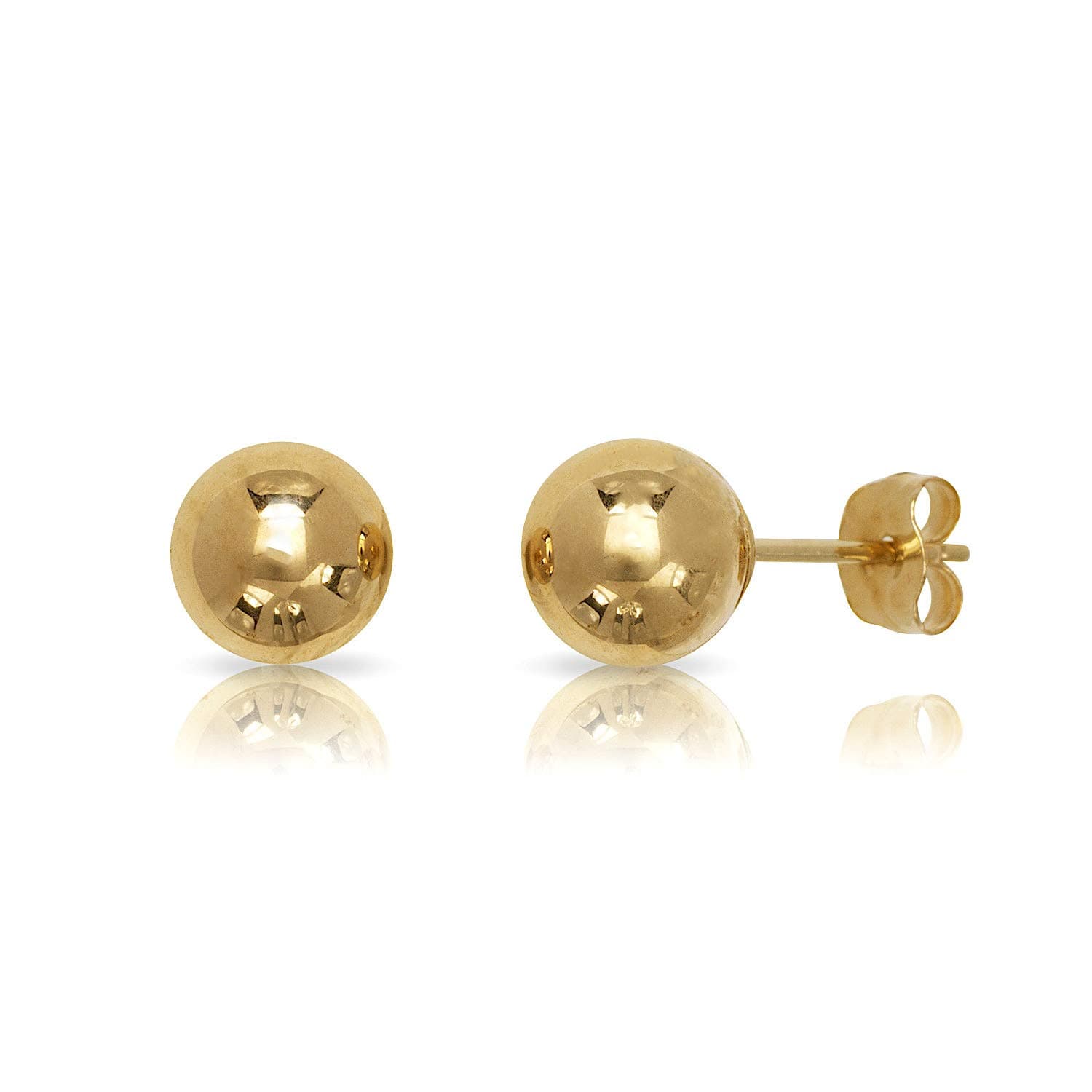 14k Yellow Gold Ball Stud Earrings Pushback 3 4 5 6 7 8 MM