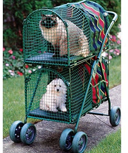Pet Double Decker Strollers Prams for Carriage Cat & Dog Travel Carrier Strolling Cart