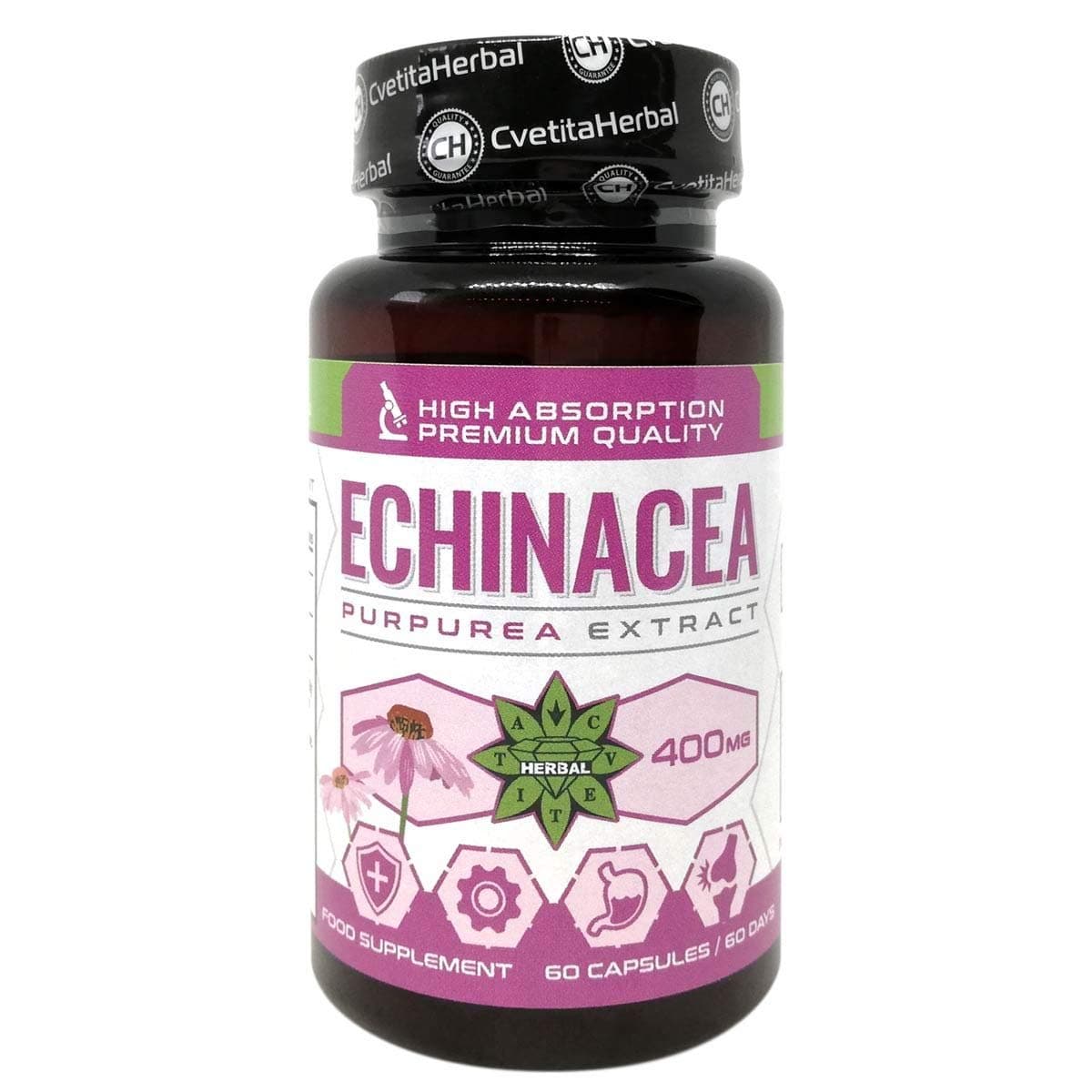 Echinacea Purpurea | 60 Capsules | 2 Month's Supply | Fresh Herbal Extract | Purple Coneflower | Strong Immune System | Echinacea Purpurea Extract by Cvetita Herbal