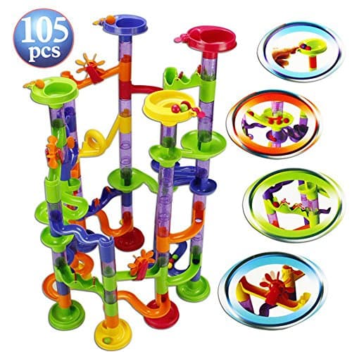 Marble Run Set, 105 Pieces Translucent Marble Track Game + 30 Marbles
