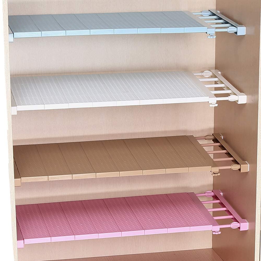 Homieco Extendable Closet Shelf Storage Rack Separator Adjustable Wardrobe Cupboard Divider DIY Organizer Rod for Kitchen Bathroom Bedroom