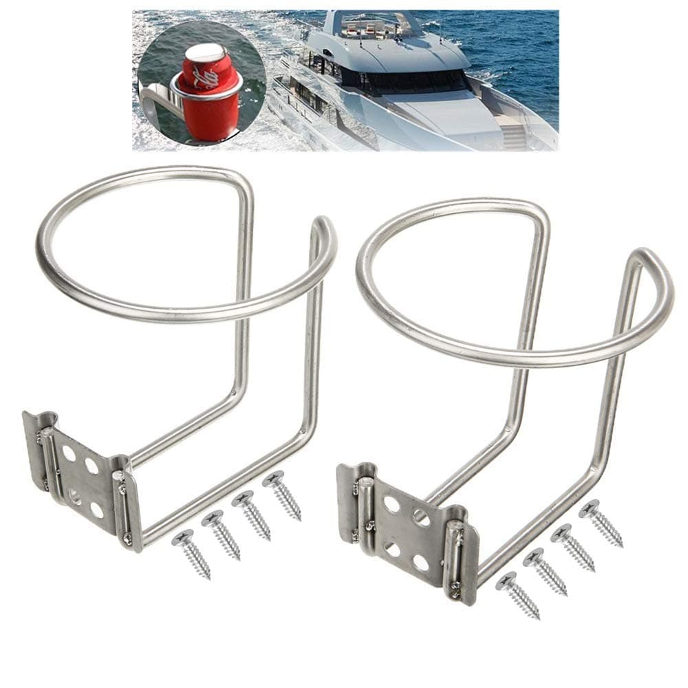Pi-Pi 2pcs Stainless Steel Boat Ring Cup Drink Holder for Marine Yacht Truck RV Car Trailer Hardware