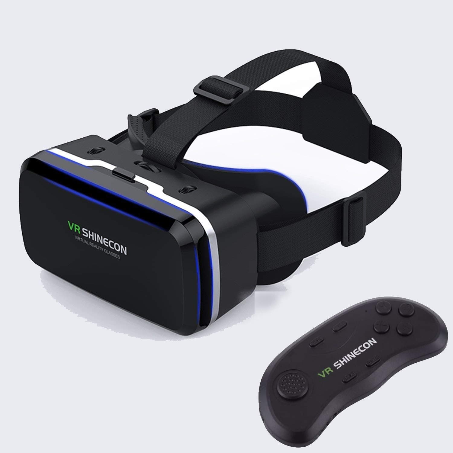 VR SHiNECON Virtual Reality Headset for All Smartphones - Screen Size Ranges 4.7~6.0 Inches + Free Bluetooth Remote Control (Black)