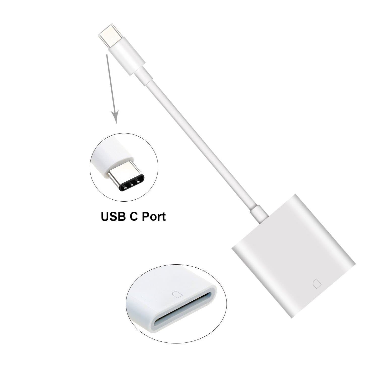 USB C Type-C to SD Card Camera Reader, Trail Game Camera Card Viewer Adapter for Apple Macbook Pro, Samsung Galaxy S8, Android Phone & Tablet(with Type-C and OTG Function),No App Required