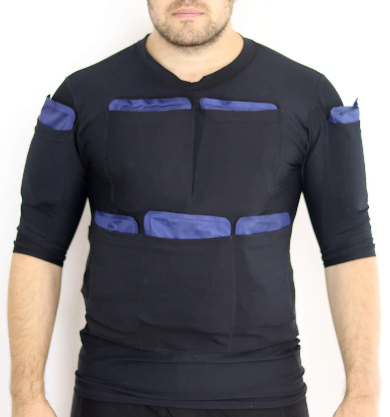Burn Fat with Cold - Powerful Sliming Cooling Suit Icinger Power 10200G - Also for Muscle Recovery (T-Shirt S - 12 Pockets (ice Packs not Included))