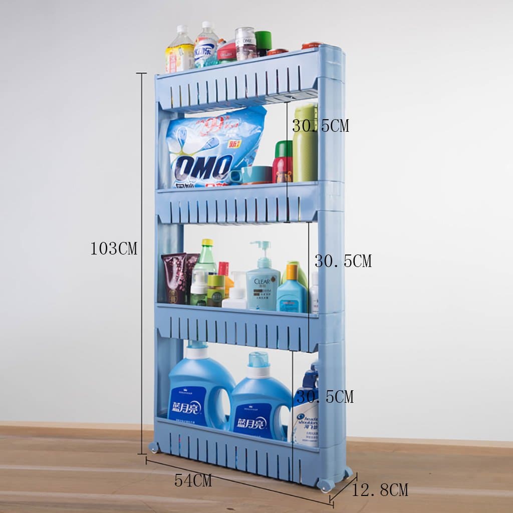 CFstc Kitchen Storage Trolleys Slide Out Storage Tower Movable Detachable Shelf With Wheels 4 Tier For Kitchen Bathroom Living Room 54CM * 12.8CM * 103CM (Color : D)