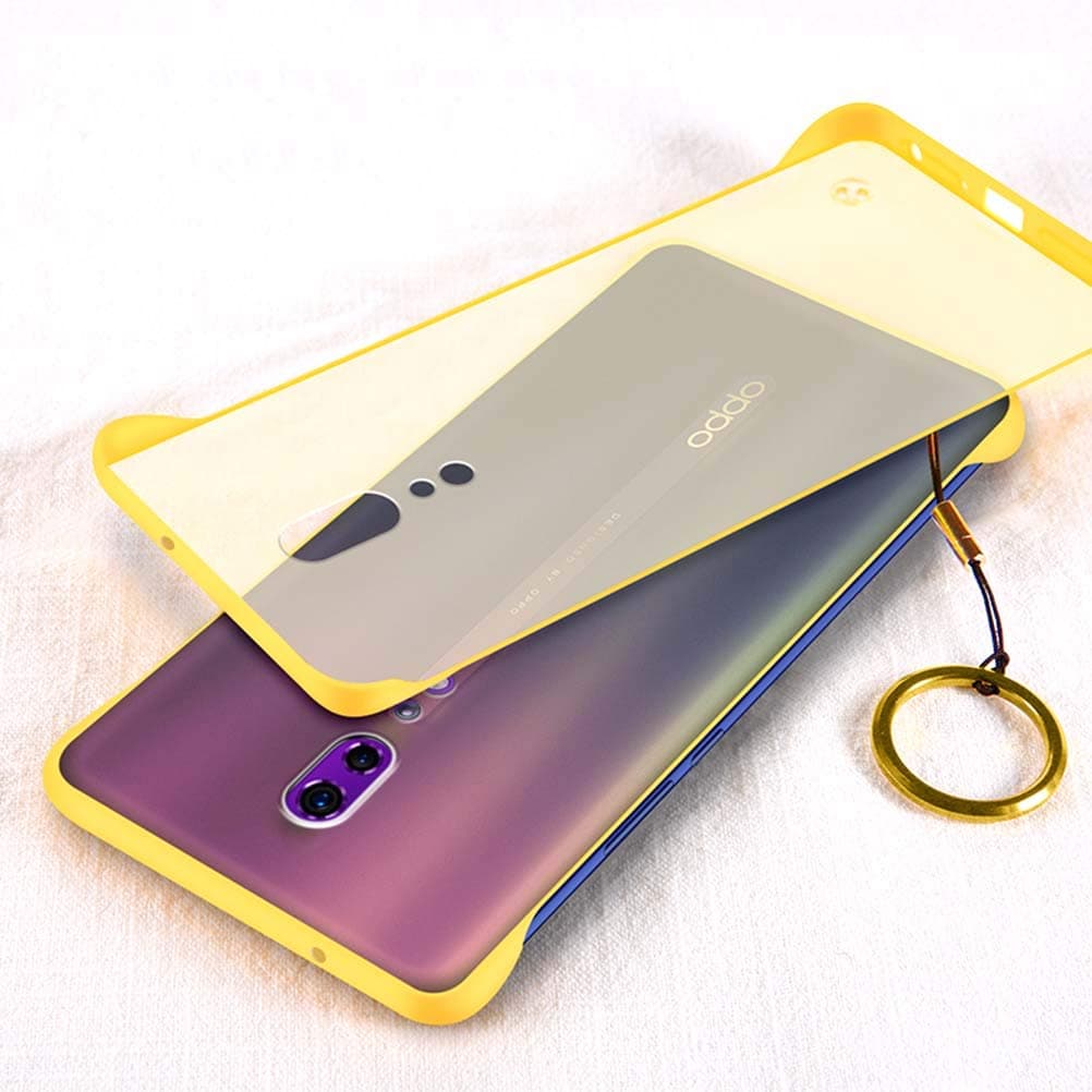 GUANHAO Case for Oppo Reno Z, Light Thin Translucent Hard PC with Ring Anti Fingerprint Anti Slip Shockproof Protective Case for Oppo Reno Z (Yellow)