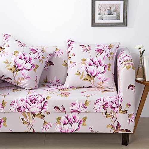 Stretch Anti-Slip Couch Covers , Sofa Covers For 3 Cushion Couch Sofa Furniture Protector Cover Protector with Cable Knit Fabric 1 2 3 4 Seater Sofa Slipcover Purple Flowers Pattern by Miller00
