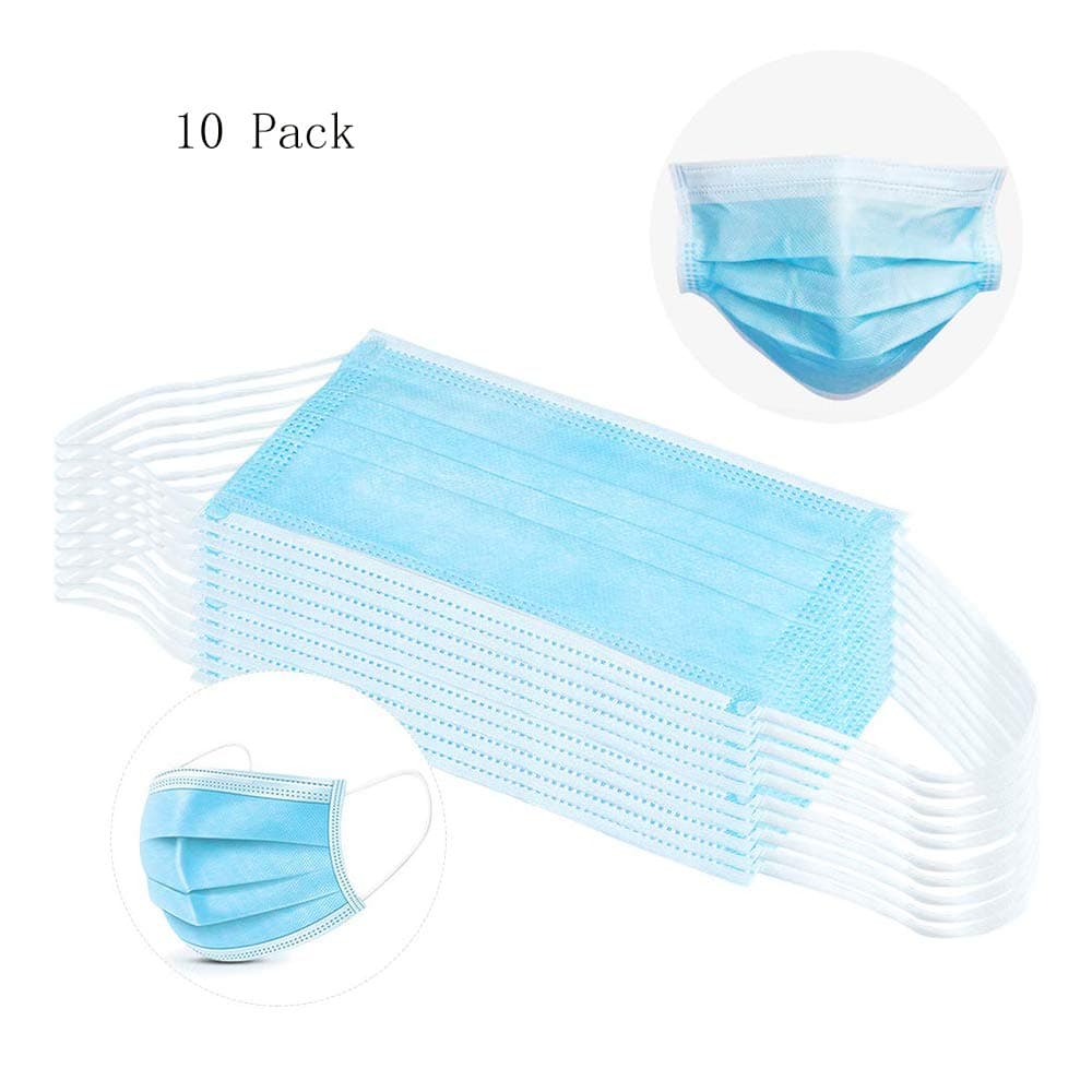 10PCS Disposable Face Masks, 3-Ply Earloop Mouth Mask