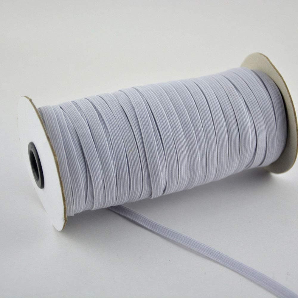White Braided Elastic Cord 120 Yards Length 1/8" Width Elastic Band Elastic Rope Heavy Stretch Knit Elastic Spool (3mm)